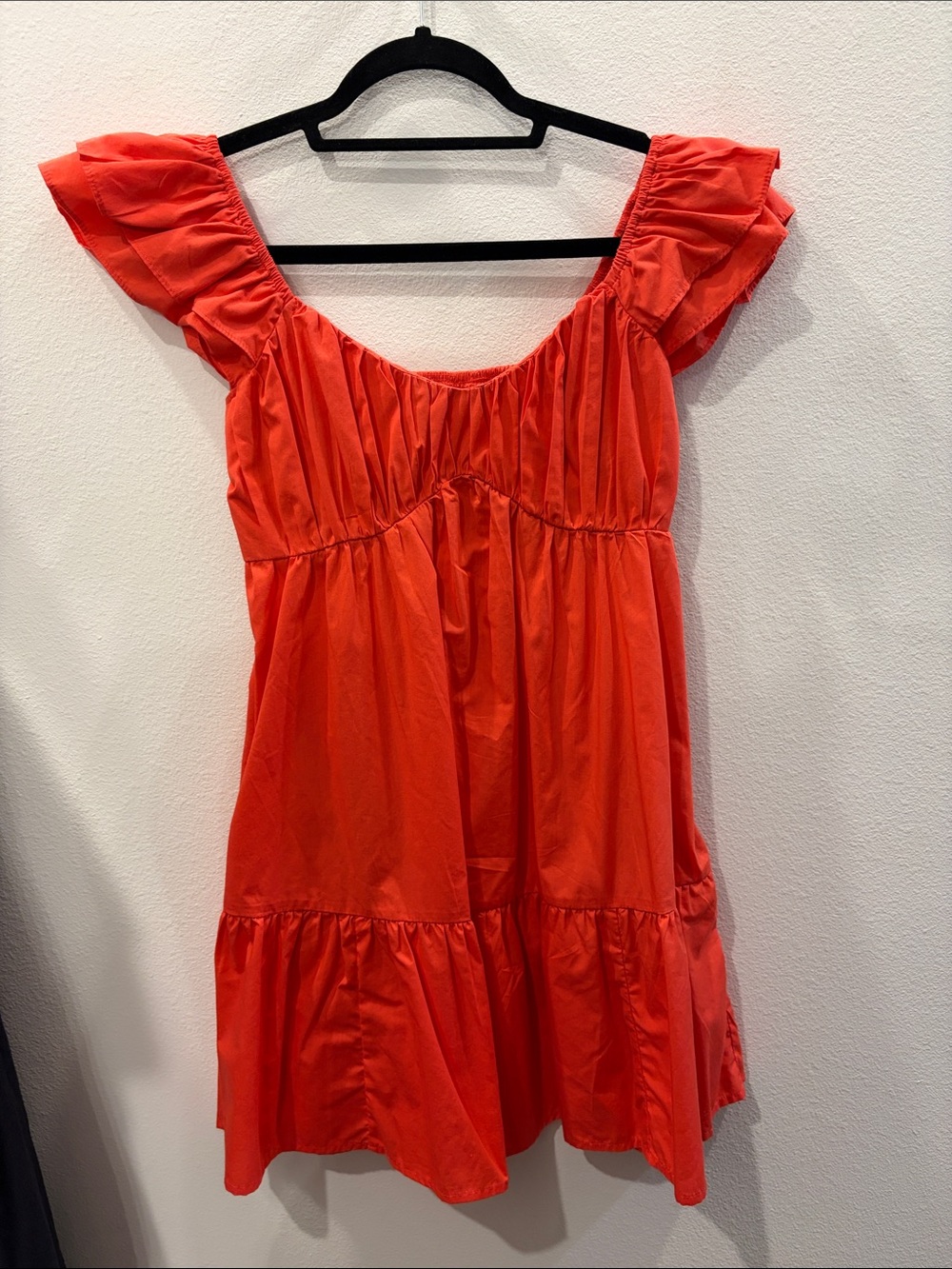 Abercrombie & Fitch Ruched Flutter Sleeve Mini Dress